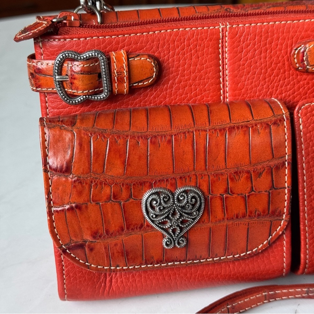 Brighton Burnt Orange Crossbody Organizer Leather Bag near perfect condition - Picture 3 of 12